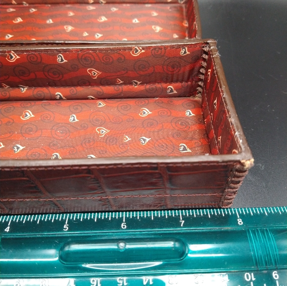 Embellished Leatherette Dresser Storage Necktie Glove Box 8" x 3" - Picture 12 of 12